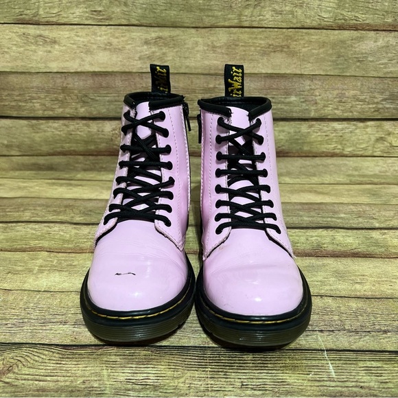Dr. Martens Pink Patent Leather Lace Up Boots - Picture 5 of 9
